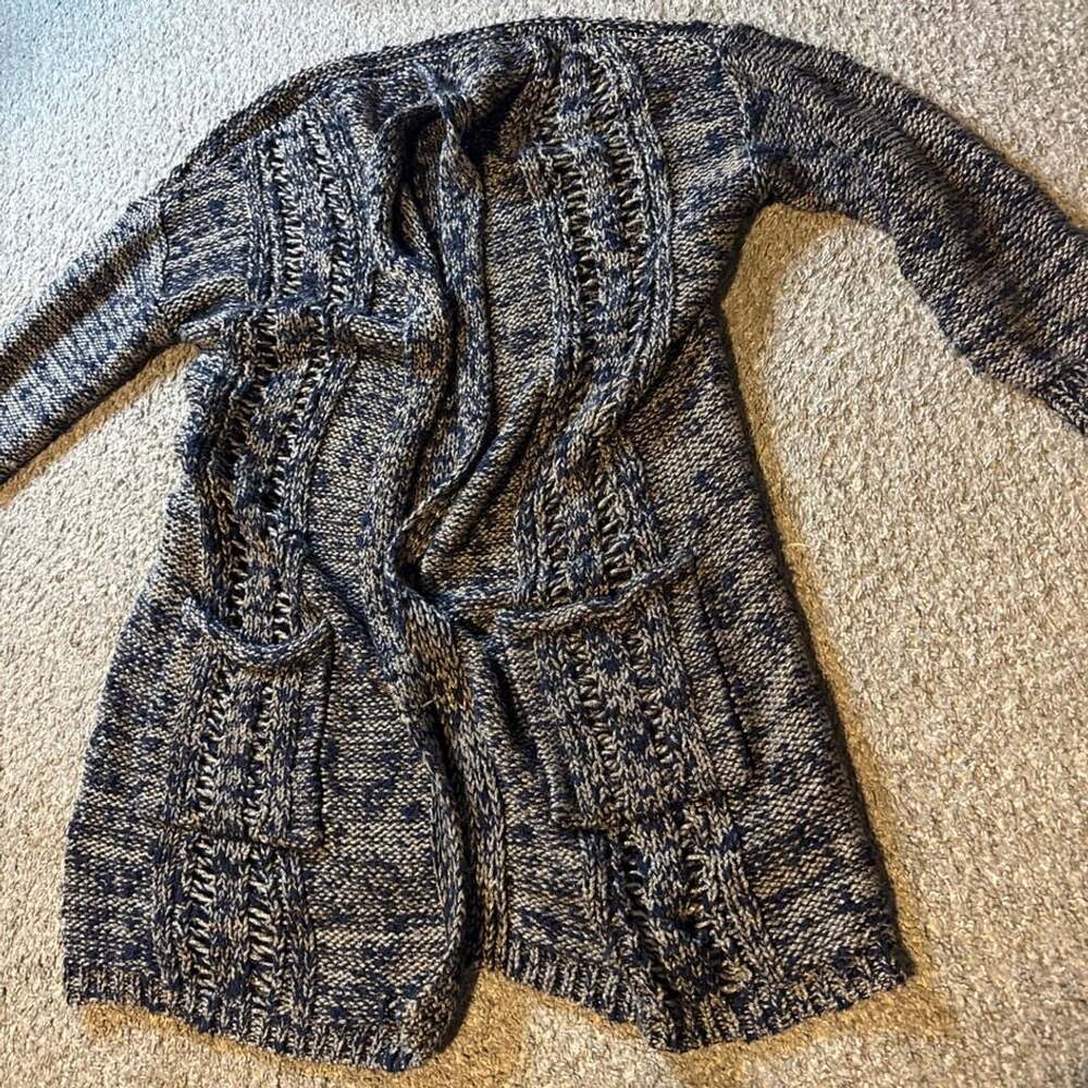 Anthropologie Akemi + Kin Metallic Pocket Front Tunic Cardigan